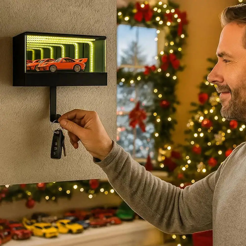 Mini Garage Door Key Holder — Illuminated Wall Mount Key Rack